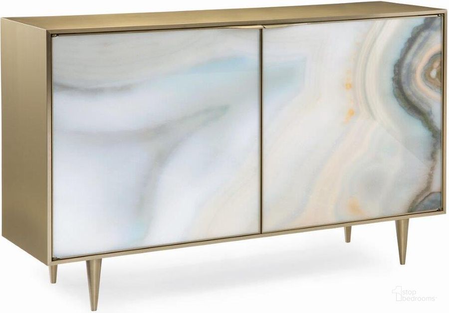 The appearance of Caracole Classic Extrav-Agate Chest designed by Caracole in the modern / contemporary interior design. This white and gold piece of furniture  was selected by 1StopBedrooms from Caracole Classic Collection to add a touch of cosiness and style into your home. Sku: CLA-015-054. Product Type: Accent Cabinet. Material: Stainless Steel. Image1