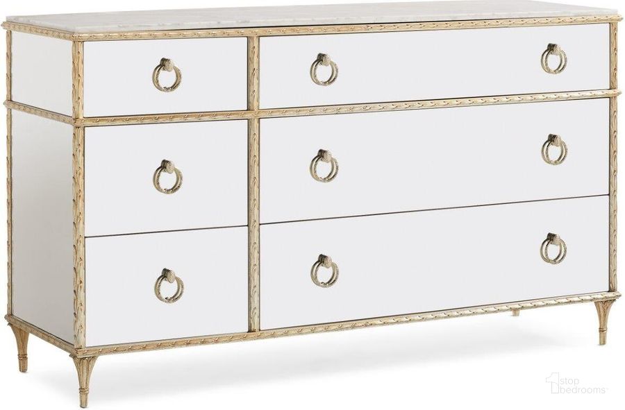 The appearance of Caracole Compositions Fontainebleau Double Dresser designed by Caracole in the modern / contemporary interior design. This beige piece of furniture  was selected by 1StopBedrooms from Fontainebleau Collection to add a touch of cosiness and style into your home. Sku: C063-419-011. Product Type: Dresser. Material: Aluminium. Image1