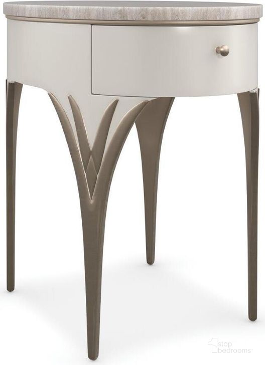 The appearance of Caracole Compositions Valentina Side Table designed by Caracole in the modern / contemporary interior design. This pearl piece of furniture  was selected by 1StopBedrooms from Valentina Collection to add a touch of cosiness and style into your home. Sku: C111-422-412. Product Type: Side Table. Material: Stone. Image1