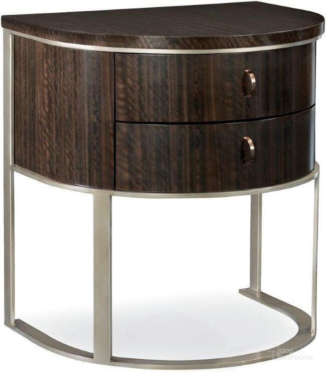 The appearance of Caracole Modern Streamline Half Moon Nightstand designed by Caracole in the transitional interior design. This brown piece of furniture  was selected by 1StopBedrooms from Modern Streamline Collection to add a touch of cosiness and style into your home. Sku: M023-417-063. Material: Wood. Product Type: Nightstand. Image1