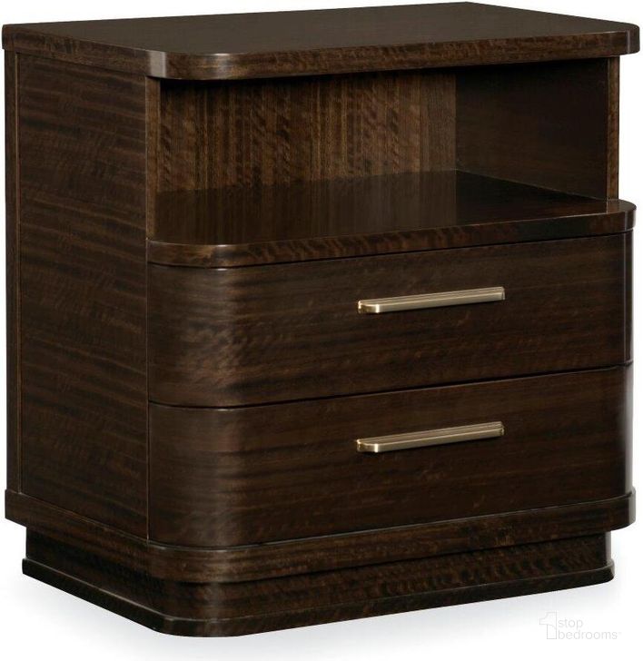 The appearance of Caracole Modern Streamline Nightstand designed by Caracole in the transitional interior design. This brown piece of furniture  was selected by 1StopBedrooms from Modern Streamline Collection to add a touch of cosiness and style into your home. Sku: M023-417-061. Material: Wood. Product Type: Nightstand. Image1
