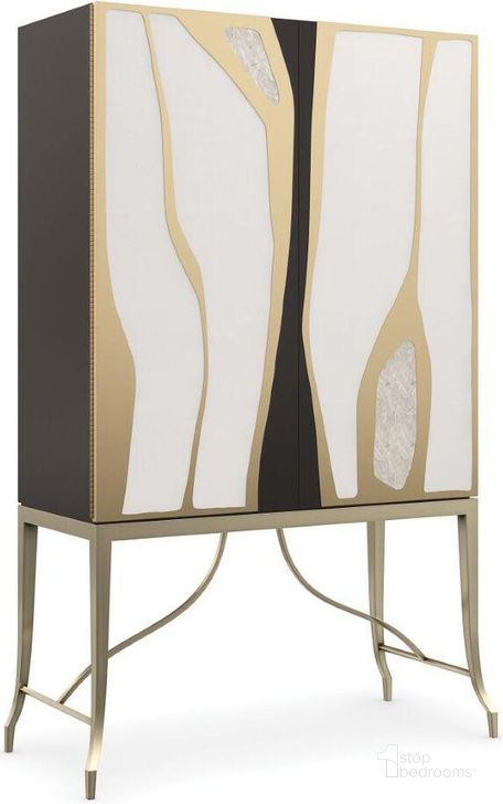 The appearance of Caracole Signature Metropolitan Uptown Tall Cabinet designed by Caracole in the transitional interior design. This chocolate and gold piece of furniture  was selected by 1StopBedrooms from Signature Metropolitan Collection to add a touch of cosiness and style into your home. Sku: SIG-021-511. Material: Metal. Product Type: China Cabinets and Curio. Image1