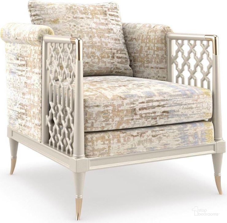 The appearance of Caracole Upholstery Back In Style Lounge Chair designed by Caracole in the transitional interior design. This taupe and gold piece of furniture  was selected by 1StopBedrooms from Caracole Upholstery Collection to add a touch of cosiness and style into your home. Sku: UPH-021-231-A. Product Type: Accent Chair. Material: Stainless Steel. Image1