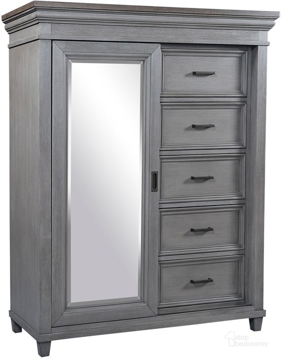 The appearance of Caraway Sliding Door Chest In Grey designed by Aspenhome in the country / farmhouse interior design. This grey piece of furniture  was selected by 1StopBedrooms from Caraway Collection to add a touch of cosiness and style into your home. Sku: I248-457-SLT-1. Material: Wood. Product Type: Chest. Image1