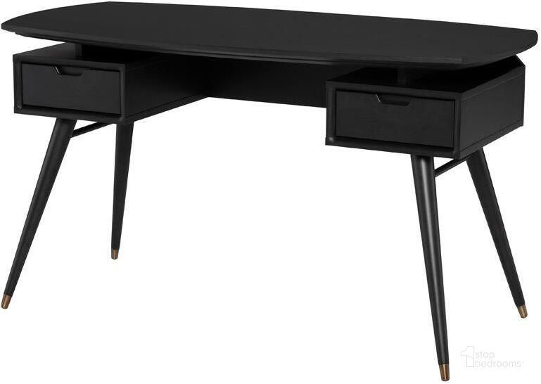 The appearance of Carel Desk Table In Black designed by Nuevo in the modern / contemporary interior design. This black piece of furniture  was selected by 1StopBedrooms from Carel Collection to add a touch of cosiness and style into your home. Sku: HGST153. Material: Wood. Product Type: Desk. Image1