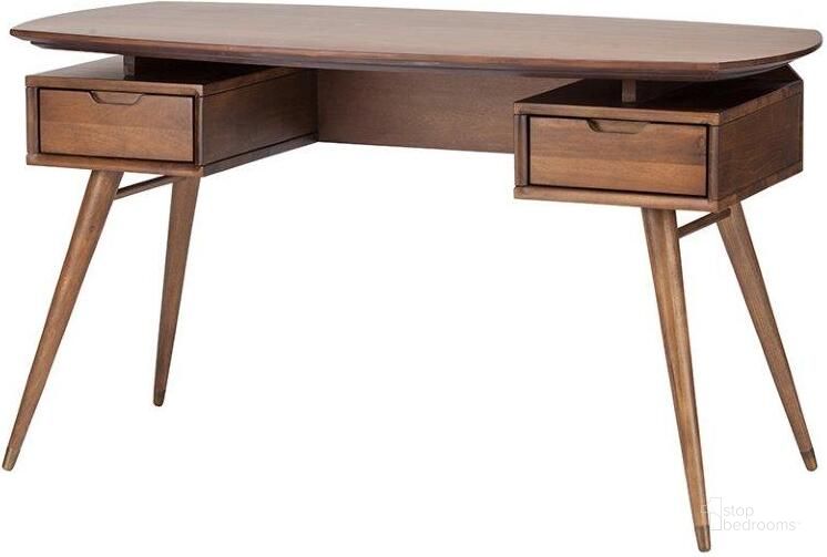 The appearance of Carel Walnut Wood Desk Table designed by Nuevo in the modern / contemporary interior design. This walnut piece of furniture  was selected by 1StopBedrooms from Carel Collection to add a touch of cosiness and style into your home. Sku: HGST120. Material: Wood. Product Type: Desk. Image1