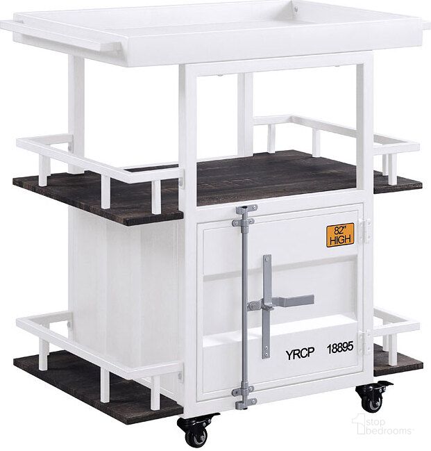 The appearance of Cargo Serving Cart (White) designed by ACME in the industrial interior design. This white piece of furniture  was selected by 1StopBedrooms from Cargo Collection to add a touch of cosiness and style into your home. Sku: 77889. Material: Metal. Product Type: Serving Cart. Image1