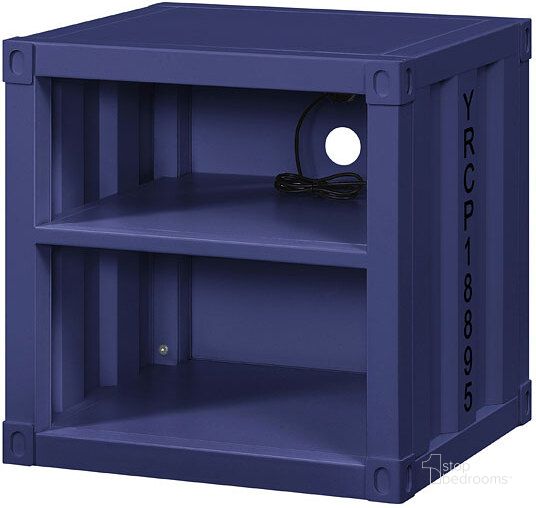 The appearance of Cargo Youth Nightstand (Blue) designed by ACME in the industrial interior design. This blue piece of furniture  was selected by 1StopBedrooms from Cargo Collection to add a touch of cosiness and style into your home. Sku: 35937. Material: Metal. Product Type: Kids Nightstand. Image1
