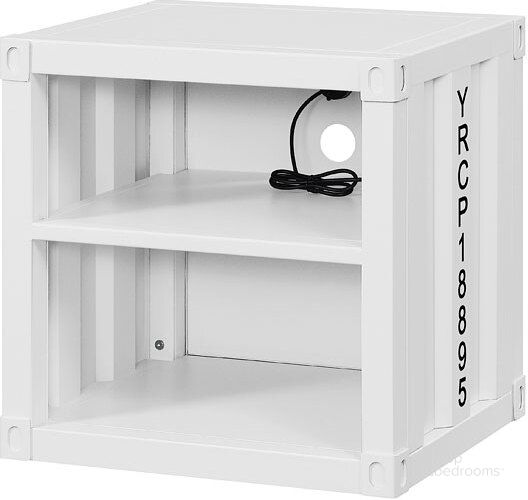 The appearance of Cargo Youth Nightstand (White) designed by ACME in the industrial interior design. This white piece of furniture  was selected by 1StopBedrooms from Cargo Collection to add a touch of cosiness and style into your home. Sku: 35907. Material: Metal. Product Type: Kids Nightstand. Image1