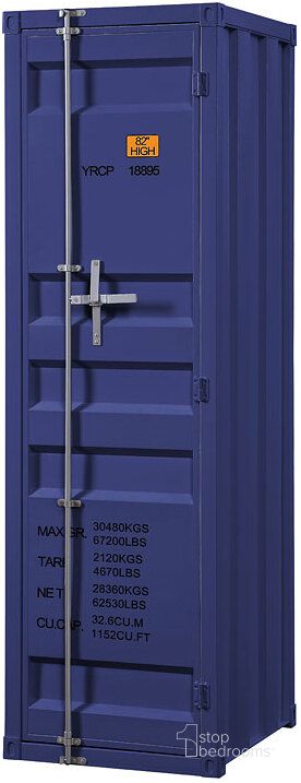 The appearance of Cargo Youth Single Door Wardrobe (Blue) designed by ACME in the industrial interior design. This blue piece of furniture  was selected by 1StopBedrooms from Cargo Collection to add a touch of cosiness and style into your home. Sku: 35941. Material: Metal. Product Type: Wardrobe. Image1