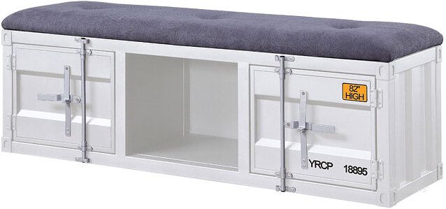 The appearance of Cargo Youth Storage Bench (White) designed by ACME in the industrial interior design. This white piece of furniture  was selected by 1StopBedrooms from Cargo Collection to add a touch of cosiness and style into your home. Sku: 35912. Material: Metal. Product Type: Kids Seating. Image1