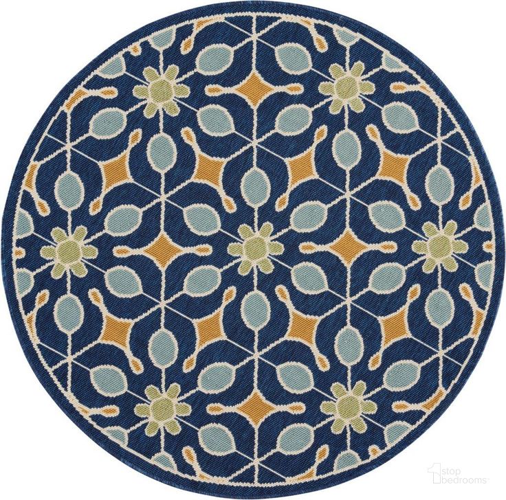 The appearance of Caribbean Navy 4 Round Area Rug designed by Nourison in the modern / contemporary interior design. This navy piece of furniture  was selected by 1StopBedrooms from Caribbean Collection to add a touch of cosiness and style into your home. Sku: 99446422071. Material: Polypropylene. Product Type: Area Rugs. Image1