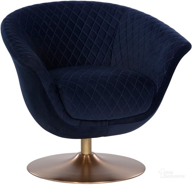 The appearance of Carine Swivel Lounge Chair In Quilted Abbington Navy designed by Sunpan in the transitional interior design. This navy piece of furniture  was selected by 1StopBedrooms from Carine Collection to add a touch of cosiness and style into your home. Sku: 108045. Material: Fabric. Product Type: Lounge Chair. Image1