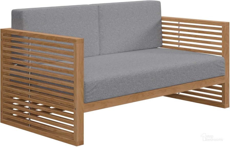 The appearance of Carlsbad Teak Wood Outdoor Patio Loveseat In Natural Gray designed by Modway in the modern / contemporary interior design. This natural gray piece of furniture  was selected by 1StopBedrooms from Carlsbad Collection to add a touch of cosiness and style into your home. Sku: EEI-5605-NAT-GRY. Material: Wood. Product Type: Outdoor Loveseat. Image1
