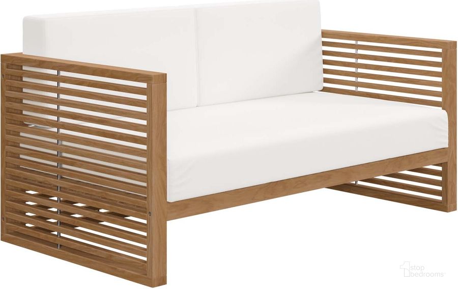 The appearance of Carlsbad Teak Wood Outdoor Patio Loveseat In Natural White designed by Modway in the modern / contemporary interior design. This natural white piece of furniture  was selected by 1StopBedrooms from Carlsbad Collection to add a touch of cosiness and style into your home. Sku: EEI-5605-NAT-WHI. Material: Wood. Product Type: Outdoor Loveseat. Image1