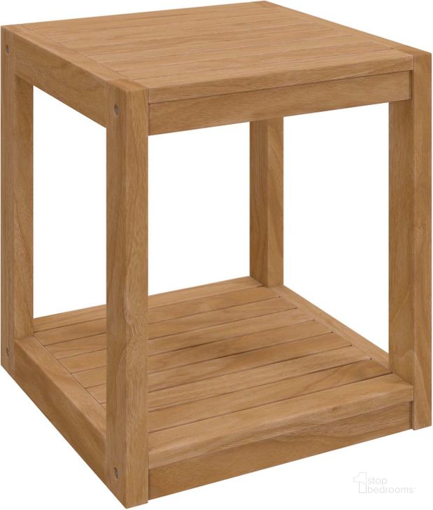 The appearance of Carlsbad Teak Wood Outdoor Patio Side Table In Natural designed by Modway in the modern / contemporary interior design. This natural piece of furniture  was selected by 1StopBedrooms from Carlsbad Collection to add a touch of cosiness and style into your home. Sku: EEI-5607-NAT. Product Type: Side Table. Material: Stainless Steel. Image1