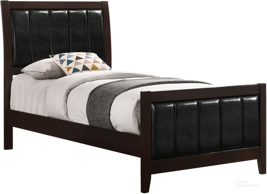 The appearance of Carlton Cappuccino Twin Panel Bed designed by Coaster in the transitional interior design. This brown piece of furniture  was selected by 1StopBedrooms from Carlton Collection to add a touch of cosiness and style into your home. Sku: 202091TB1;202091TB2. Bed Type: Panel Bed. Material: Wood. Product Type: Panel Bed. Bed Size: Twin. Image1