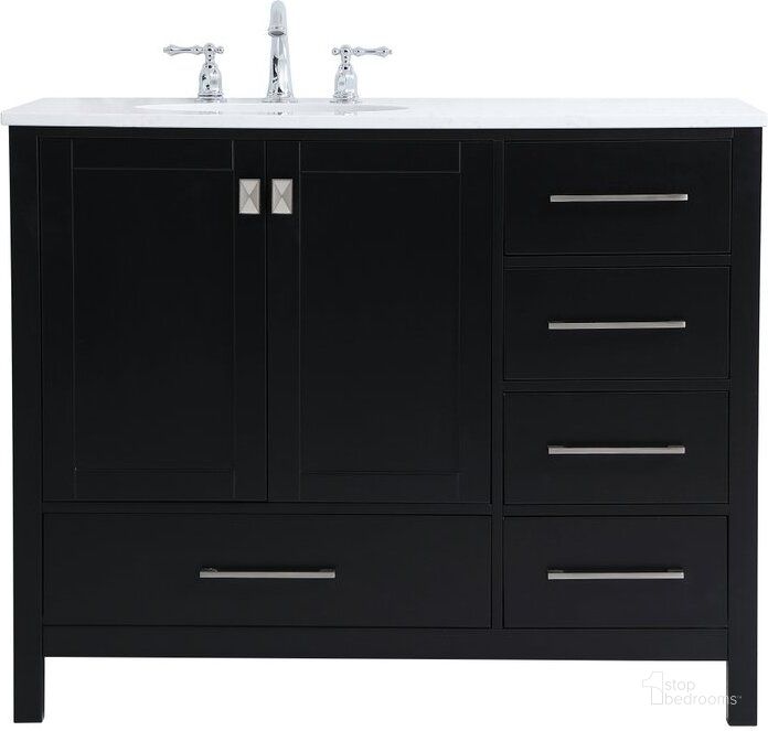 The appearance of Carmangay Black Bathroom Vanity Bathroom Furniture 0qd24306979 designed by Versailles Home in the traditional interior design. This black piece of furniture  was selected by 1StopBedrooms from Carmangay Collection to add a touch of cosiness and style into your home. Sku: VF18842BK. Material: Wood. Product Type: Bathroom Vanity. Image1