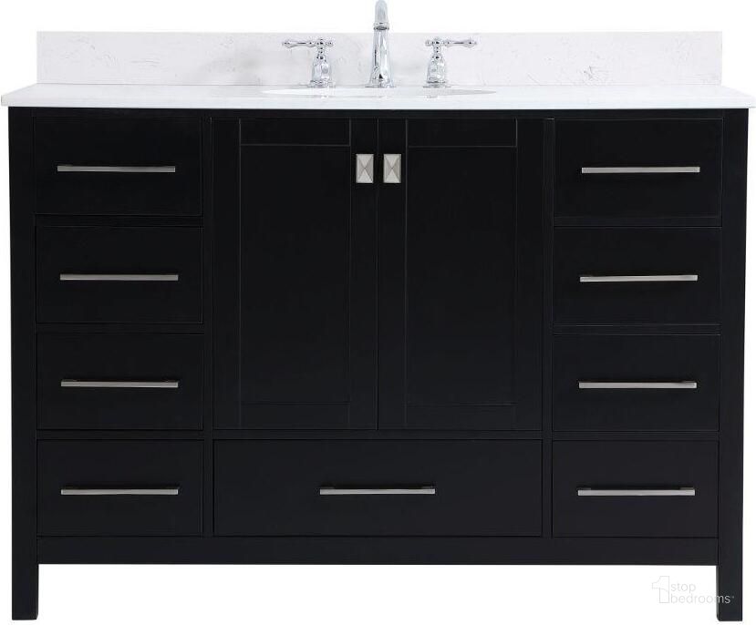 The appearance of Carmangay Black Bathroom Vanity Bathroom Furniture 0qd24307745 designed by Versailles Home in the traditional interior design. This black piece of furniture  was selected by 1StopBedrooms from Carmangay Collection to add a touch of cosiness and style into your home. Sku: VF18848BK-BS. Material: Wood. Product Type: Bathroom Vanity. Image1