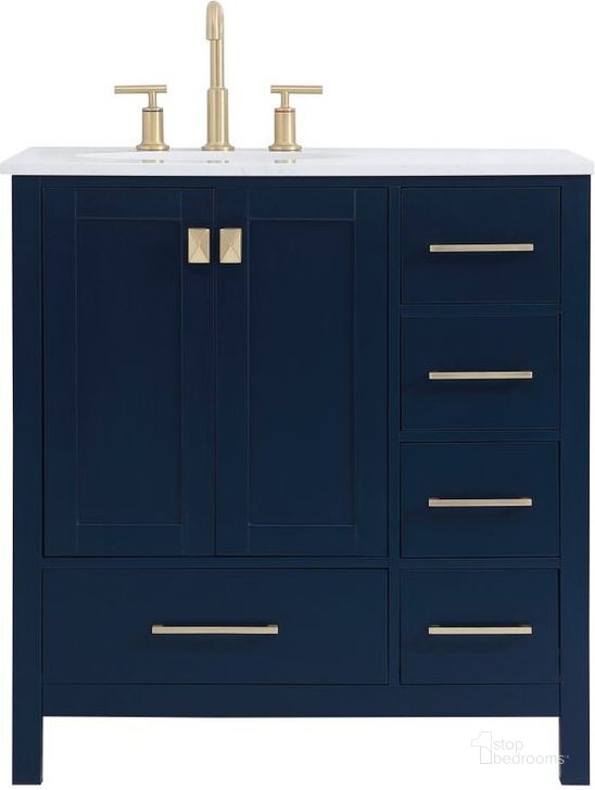 The appearance of Carmangay Blue Bathroom Vanity Bathroom Furniture 0qd24306972 designed by Versailles Home in the traditional interior design. This blue piece of furniture  was selected by 1StopBedrooms from Carmangay Collection to add a touch of cosiness and style into your home. Sku: VF18832BL. Material: Wood. Product Type: Bathroom Vanity. Image1