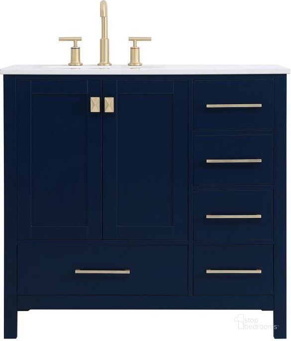 The appearance of Carmangay Blue Bathroom Vanity Bathroom Furniture 0qd24306976 designed by Versailles Home in the traditional interior design. This blue piece of furniture  was selected by 1StopBedrooms from Carmangay Collection to add a touch of cosiness and style into your home. Sku: VF18836BL. Material: Wood. Product Type: Bathroom Vanity. Image1