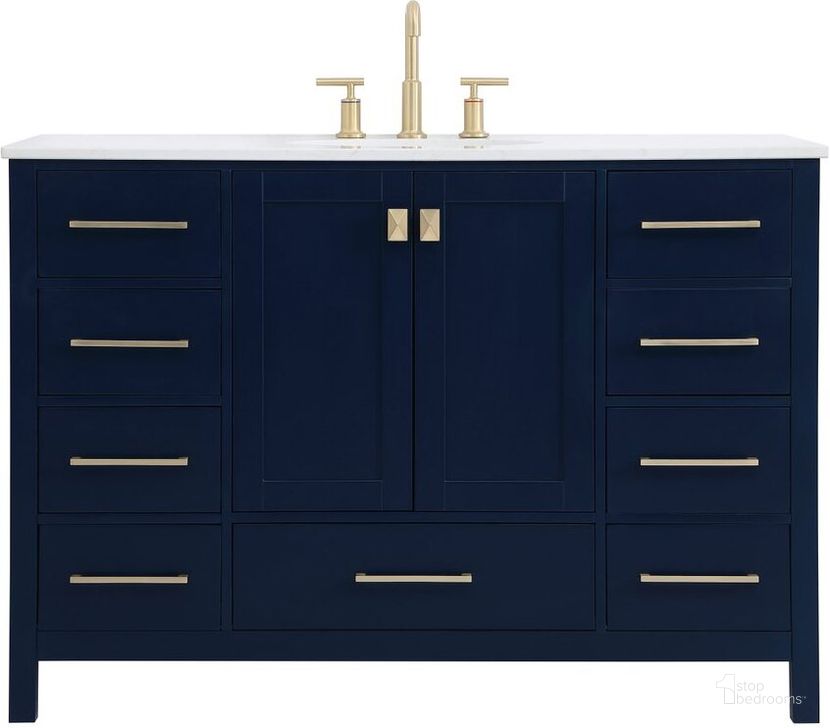 The appearance of Carmangay Blue Bathroom Vanity Bathroom Furniture 0qd24306984 designed by Versailles Home in the traditional interior design. This blue piece of furniture  was selected by 1StopBedrooms from Carmangay Collection to add a touch of cosiness and style into your home. Sku: VF18848BL. Material: Wood. Product Type: Bathroom Vanity. Image1