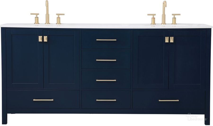 The appearance of Carmangay Blue Bathroom Vanity Bathroom Furniture 0qd24306992 designed by Versailles Home in the traditional interior design. This blue piece of furniture  was selected by 1StopBedrooms from Carmangay Collection to add a touch of cosiness and style into your home. Sku: VF18872DBL. Material: Wood. Product Type: Bathroom Vanity. Image1