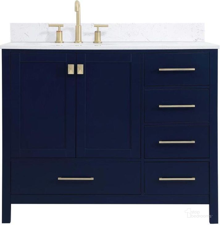 The appearance of Carmangay Blue Bathroom Vanity Bathroom Furniture 0qd24307739 designed by Versailles Home in the traditional interior design. This blue piece of furniture  was selected by 1StopBedrooms from Carmangay Collection to add a touch of cosiness and style into your home. Sku: VF18842BL-BS. Material: Wood. Product Type: Bathroom Vanity. Image1