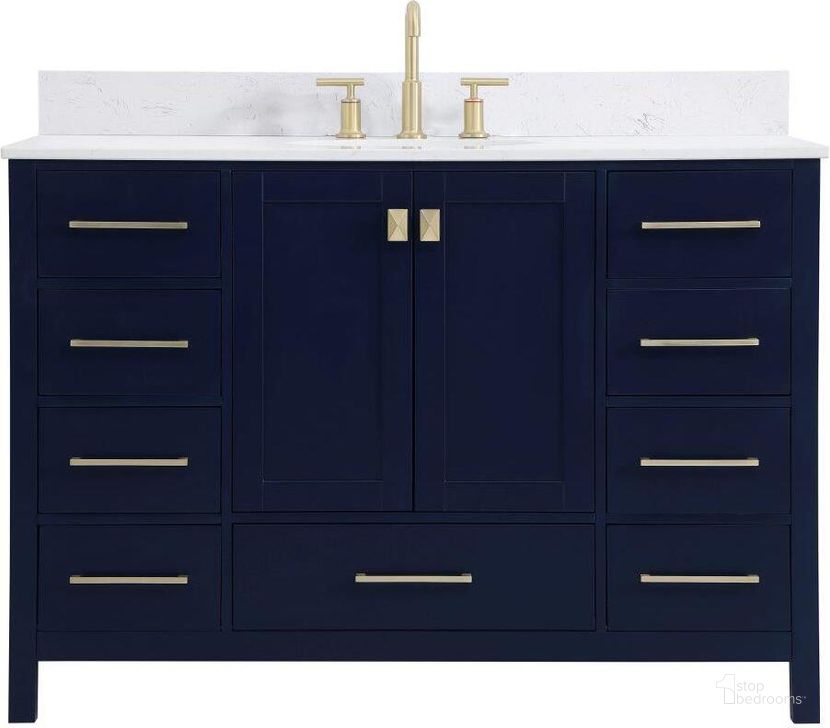 The appearance of Carmangay Blue Bathroom Vanity Bathroom Furniture 0qd24307743 designed by Versailles Home in the traditional interior design. This blue piece of furniture  was selected by 1StopBedrooms from Carmangay Collection to add a touch of cosiness and style into your home. Sku: VF18848BL-BS. Material: Wood. Product Type: Bathroom Vanity. Image1