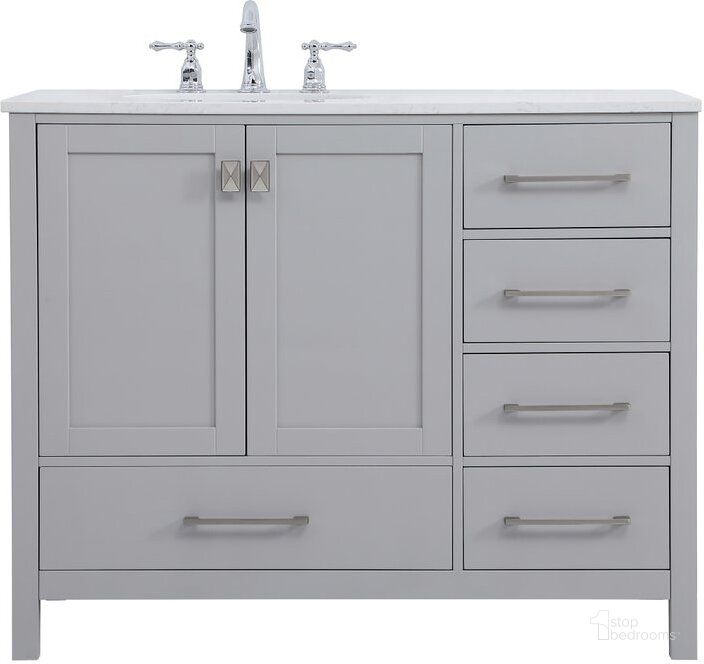 The appearance of Carmangay Gray Bathroom Vanity Bathroom Furniture 0qd24306977 designed by Versailles Home in the traditional interior design. This gray piece of furniture  was selected by 1StopBedrooms from Carmangay Collection to add a touch of cosiness and style into your home. Sku: VF18842GR. Material: Wood. Product Type: Bathroom Vanity. Image1