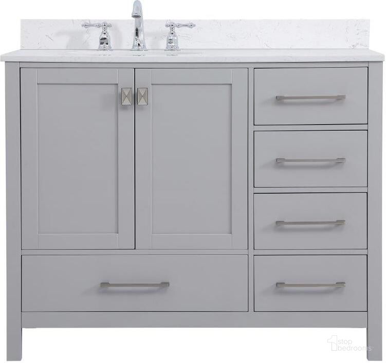 The appearance of Carmangay Gray Bathroom Vanity Bathroom Furniture 0qd24307730 designed by Versailles Home in the traditional interior design. This gray piece of furniture  was selected by 1StopBedrooms from Carmangay Collection to add a touch of cosiness and style into your home. Sku: VF18842GR-BS. Material: Wood. Product Type: Bathroom Vanity. Image1