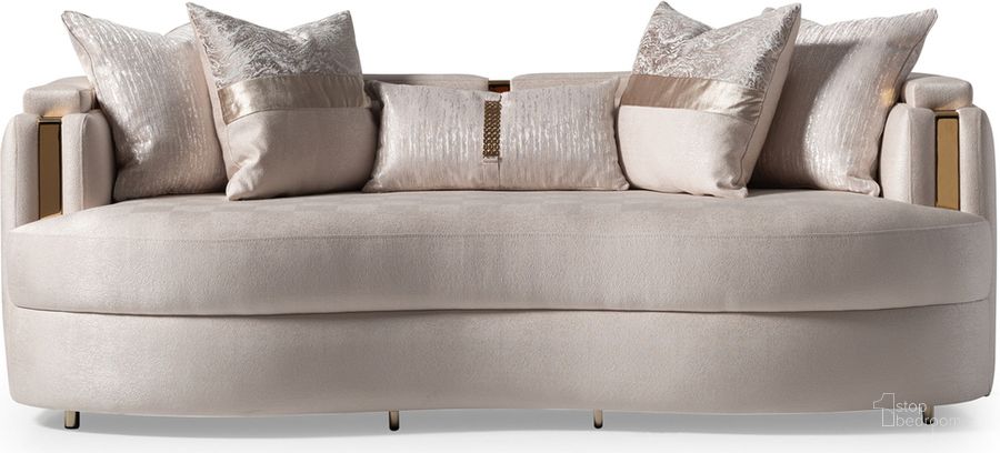 The appearance of Carmela Sofa In Almond Gold designed by AICO in the transitional interior design. This almond gold piece of furniture  was selected by 1StopBedrooms from Carmela Collection to add a touch of cosiness and style into your home. Sku: LFR-CRMA815-AMD-806. Material: Metal. Product Type: Sofa. Image1