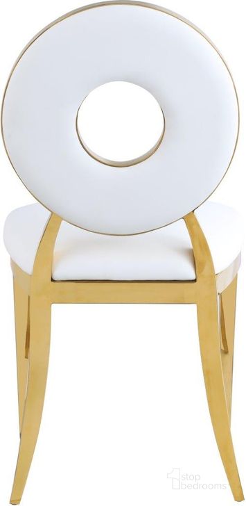The appearance of Carousel White Faux Leather Dining Chair 858White-C Set of 2 designed by Meridian in the modern / contemporary interior design. This white faux leather piece of furniture  was selected by 1StopBedrooms from Carousel Collection to add a touch of cosiness and style into your home. Sku: 858White-C. Material: Steel. Product Type: Dining Chair. Image1