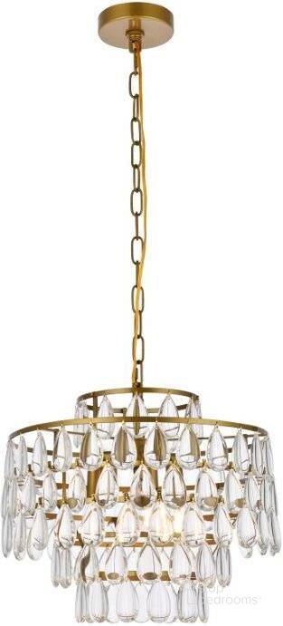 The appearance of Carpenter Lake Brass Pendant Lighting 0qd24308751 designed by Luxury Loft in the modern / contemporary interior design. This brass piece of furniture  was selected by 1StopBedrooms from Carpenter Lake Collection to add a touch of cosiness and style into your home. Sku: 1102D16BR. Product Type: Pendant Lighting. Material: Iron. Image1