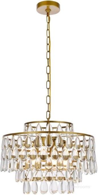 The appearance of Carpenter Lake Brass Pendant Lighting 0qd24308754 designed by Luxury Loft in the modern / contemporary interior design. This brass piece of furniture  was selected by 1StopBedrooms from Carpenter Lake Collection to add a touch of cosiness and style into your home. Sku: 1102D18BR. Product Type: Pendant Lighting. Material: Iron. Image1