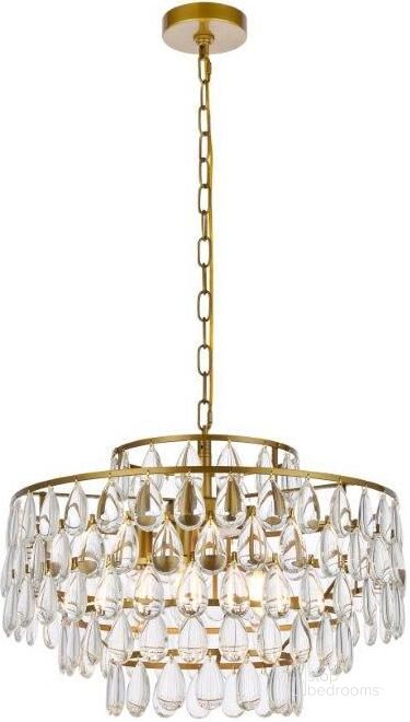 The appearance of Carpenter Lake Brass Pendant Lighting 0qd24308757 designed by Luxury Loft in the modern / contemporary interior design. This brass piece of furniture  was selected by 1StopBedrooms from Carpenter Lake Collection to add a touch of cosiness and style into your home. Sku: 1102D20BR. Product Type: Pendant Lighting. Material: Iron. Image1