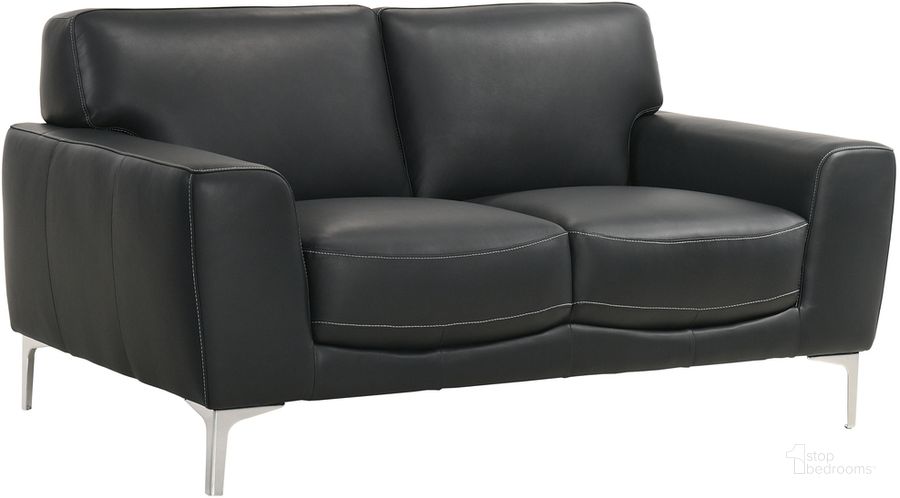 The appearance of Carrara Black Leather Loveseat designed by New Classic in the transitional interior design. This black piece of furniture  was selected by 1StopBedrooms from Carrara Collection to add a touch of cosiness and style into your home. Sku: L986-20-BLK. Product Type: Leather Loveseat. Material: Plywood. Image1