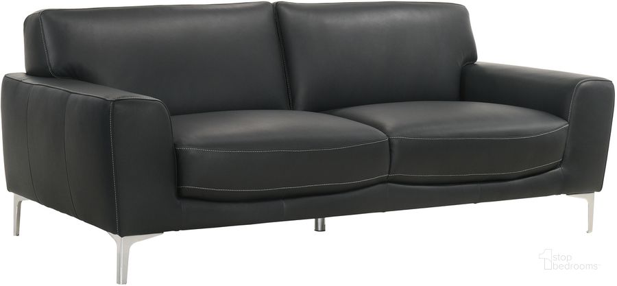 The appearance of Carrara Black Leather Sofa designed by New Classic in the transitional interior design. This black piece of furniture  was selected by 1StopBedrooms from Carrara Collection to add a touch of cosiness and style into your home. Sku: L986-30-BLK. Product Type: Sofa. Material: Plywood. Image1