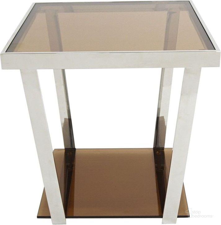 The appearance of Carraway Silver End Table designed by Bellini Modern Living in the modern / contemporary interior design. This brown piece of furniture  was selected by 1StopBedrooms from Carraway Collection to add a touch of cosiness and style into your home. Sku: Carraway ET. Product Type: End Table. Image1