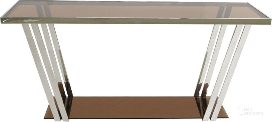 The appearance of Carraway Silver Type 2 Sofa Table designed by Bellini Modern Living in the modern / contemporary interior design. This brown piece of furniture  was selected by 1StopBedrooms from Carraway Collection to add a touch of cosiness and style into your home. Sku: Carraway ST-2. Product Type: Sofa Table. Image1