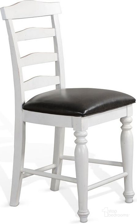 The appearance of Carriage House 24 Inch Ladderback Cushion Seat Barstool Set of 2 designed by Sunny Design in the country / farmhouse interior design. This charcoal grey piece of furniture  was selected by 1StopBedrooms from Carriage House Collection to add a touch of cosiness and style into your home. Sku: 1432EC-24C. Material: Wood. Product Type: Barstool. Image1