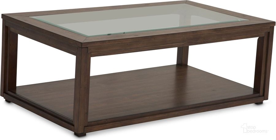 The appearance of Carrollton Rustic Ranch Cocktail Table designed by AICO in the transitional interior design. This brown piece of furniture  was selected by 1StopBedrooms from Carrollton Collection to add a touch of cosiness and style into your home. Sku: KI-CRLN201-407. Product Type: Cocktail Table.