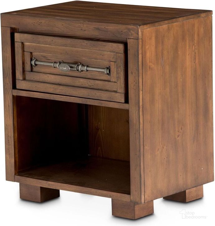 The appearance of Carrollton Rustic Ranch Nightstand KI-CRLN040-407N designed by AICO in the modern / contemporary interior design. This rustic ranch piece of furniture  was selected by 1StopBedrooms from Carrollton Collection to add a touch of cosiness and style into your home. Sku: KI-CRLN040-407N. Product Type: Nightstand. Image1