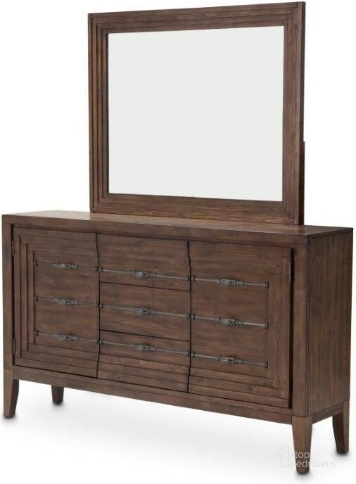 The appearance of Carrollton Rustic Ranch Sideboard and Mirror designed by AICO in the modern / contemporary interior design. This rustic ranch piece of furniture  was selected by 1StopBedrooms from Carrollton Collection to add a touch of cosiness and style into your home. Sku: KI-CRLN007-407;KI-CRLN067-407. Product Type: Sideboard. Image1