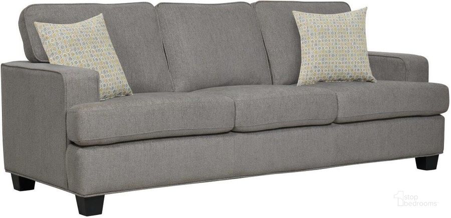 The appearance of Carter 86 Inch Sofa In Gray designed by Emerald Home Furnishings in the modern / contemporary interior design. This gray piece of furniture  was selected by 1StopBedrooms from Carter Collection to add a touch of cosiness and style into your home. Sku: U3477-00-43. Material: Wood. Product Type: Sofa. Image1
