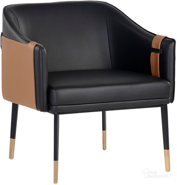 The appearance of Carter Lounge Chair In Napa Black And Napa Cognac designed by Sunpan in the modern / contemporary interior design. This black piece of furniture  was selected by 1StopBedrooms from Carter Collection to add a touch of cosiness and style into your home. Sku: 106723. Material: Faux Leather. Product Type: Lounge Chair. Image1
