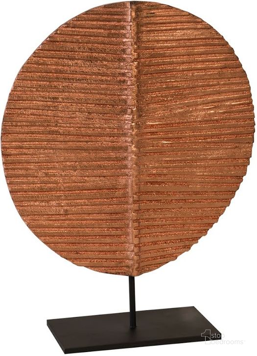The appearance of Carved Round Leaf on Metal Stand TH89180 designed by Phillips Collection in the modern / contemporary interior design. This brown piece of furniture  was selected by 1StopBedrooms from Carved Collection to add a touch of cosiness and style into your home. Sku: TH89180. Material: Wood. Product Type: Sculpture. Image1
