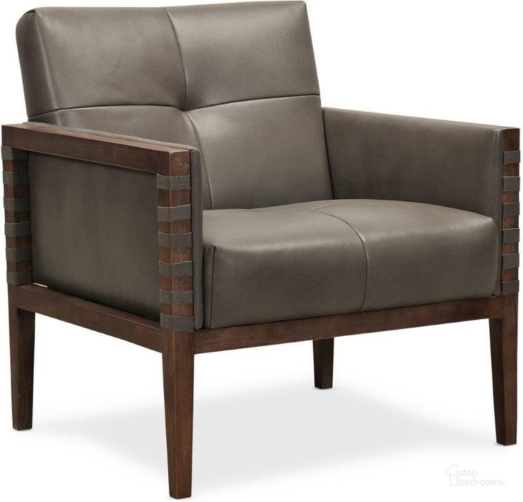 The appearance of Carverdale Gray Leather Club Chair designed by Hooker in the modern / contemporary interior design. This gray piece of furniture  was selected by 1StopBedrooms from Carverdale Collection to add a touch of cosiness and style into your home. Sku: CC401-095. Material: Leather. Product Type: Living Room Chair. Image1