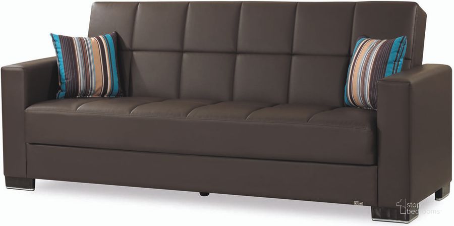The appearance of Casamode Armada Brown PU Sofa designed by Casamode in the modern / contemporary interior design. This brown piece of furniture  was selected by 1StopBedrooms from Armada Collection to add a touch of cosiness and style into your home. Sku: ARM-SB-16-PU. Material: Leather. Product Type: Sofa.