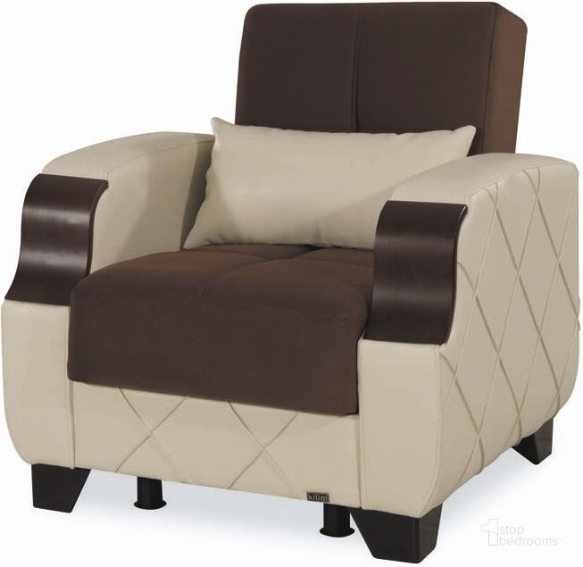 The appearance of Casamode Molina Dark Brown Cream Armchair designed by Casamode in the modern / contemporary interior design. This cream piece of furniture  was selected by 1StopBedrooms from Molina Collection to add a touch of cosiness and style into your home. Sku: MOL-AC-DBN. Material: Microsuede. Product Type: Arm Chair.